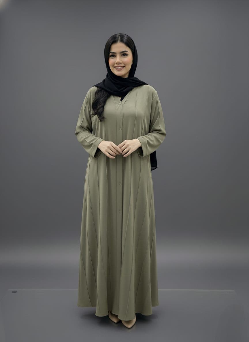 Premium Super Prada Open Tucks Front Open Abaya 