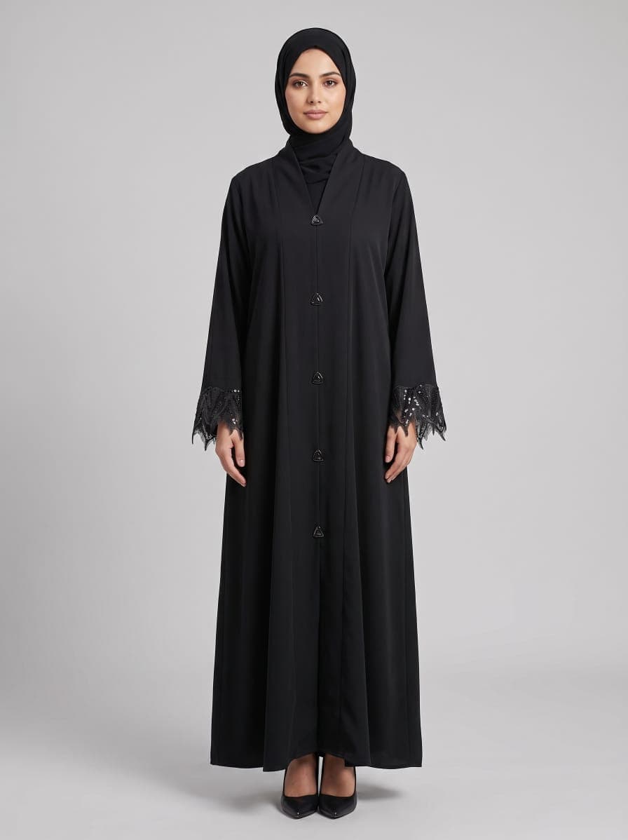 Premium Imported TikTok Hands-Free Patch Abaya - Black